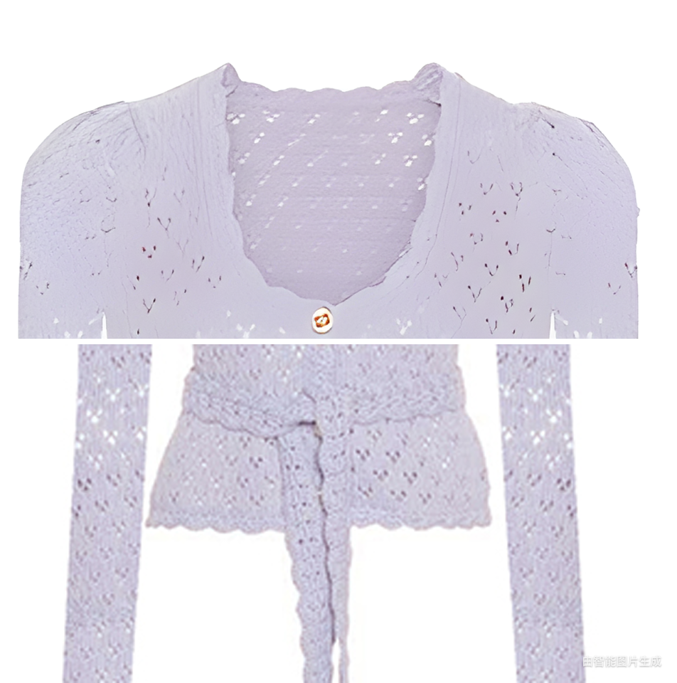 purple hollow knitted cardigan