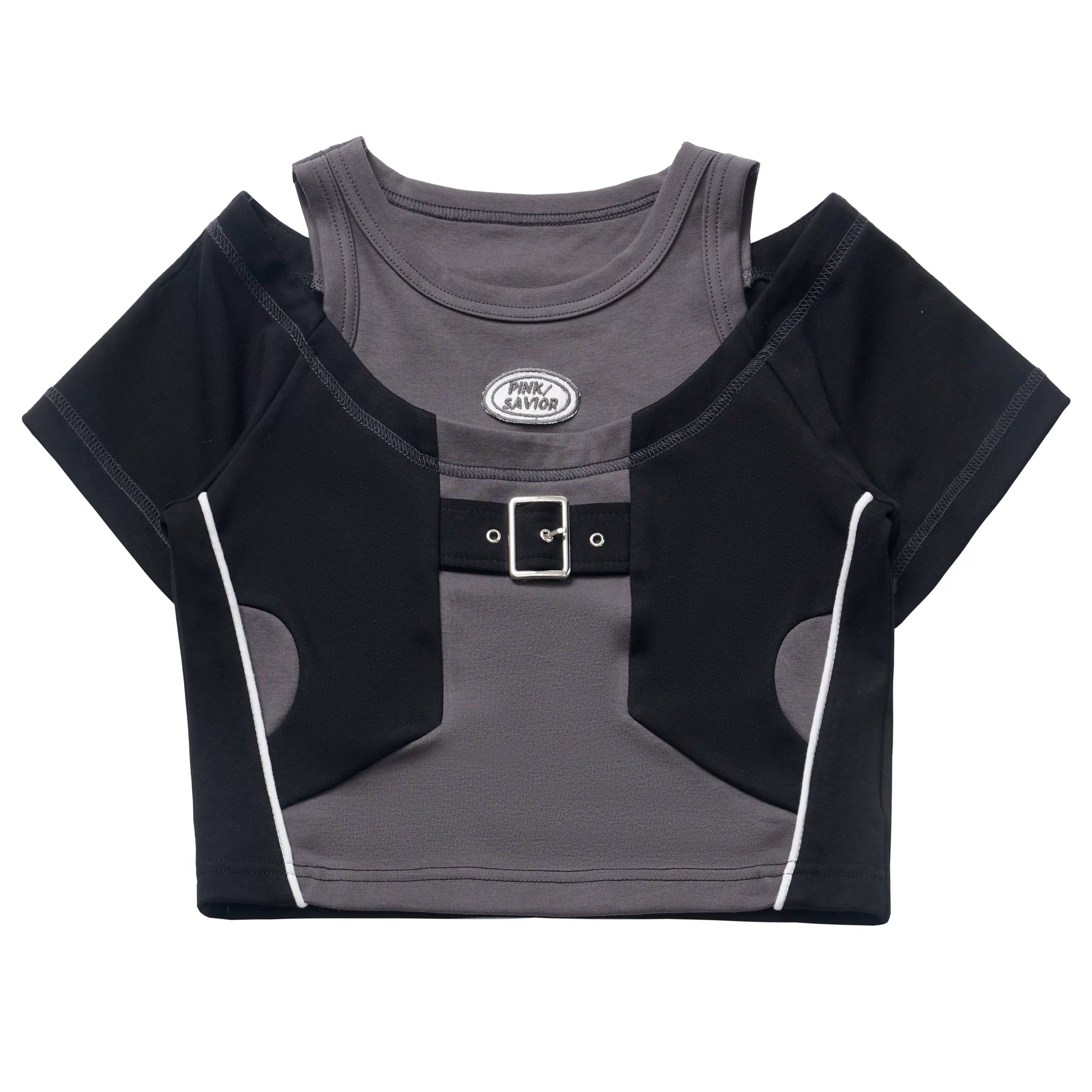 pinksavior【Fengjian】Summer Casual Lapel Contrast Letter Embroidery Youthful Short-Sleeve Set, Cool and Comfortable