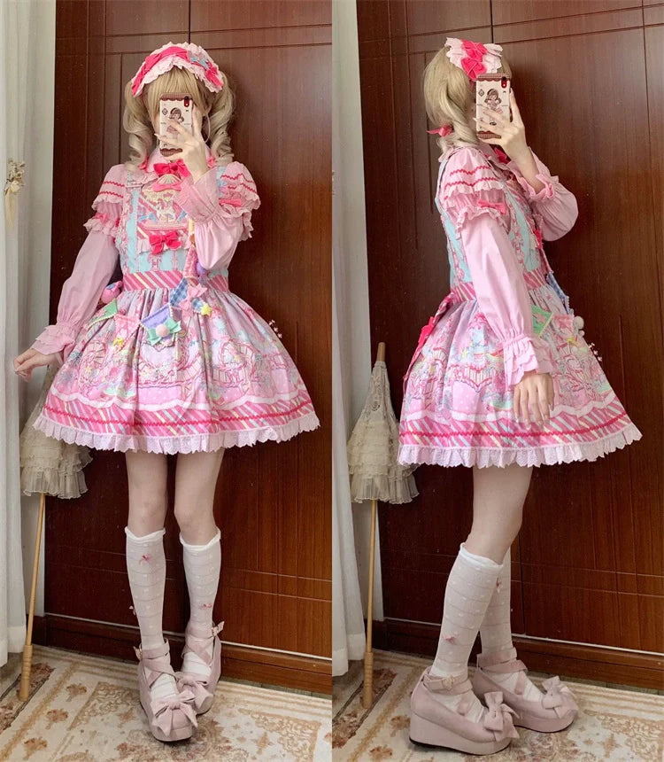 Candy Park Salopette Sweet Lolita Jumper Dress Set