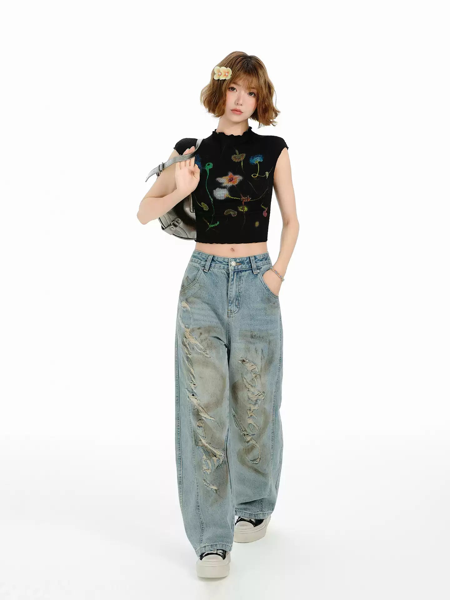 American Retro Print Hot Girl Short Sleeve T-Shirt