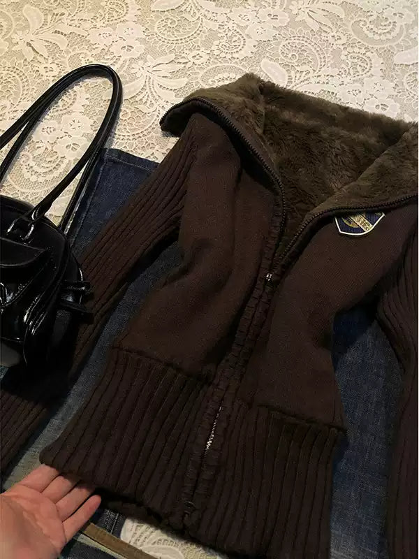 Brown Slim Thick Sweater Coat
