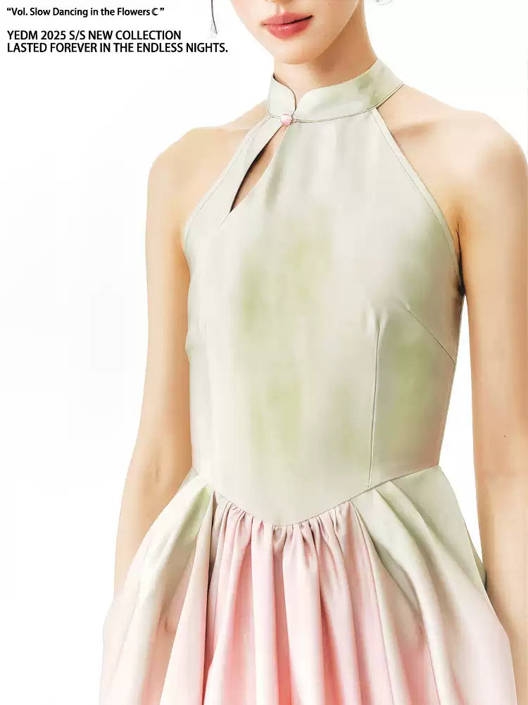 Chinese Style Green Gradient Bud Dress