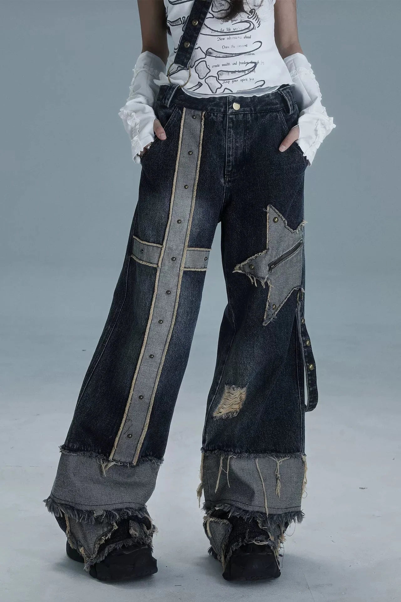 Y2K Design Wide Leg Denim Pants