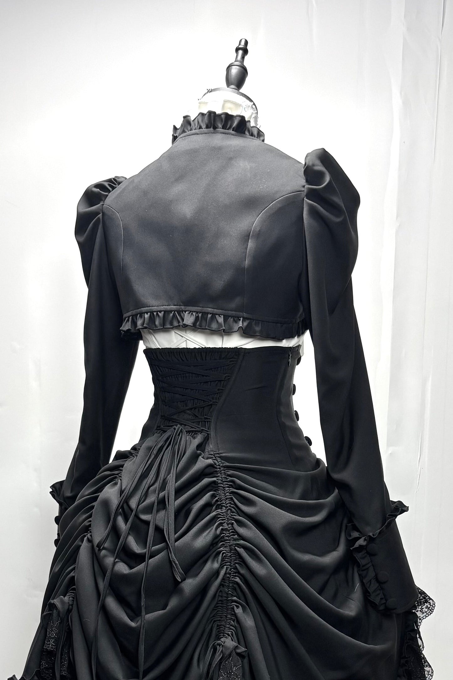 [Pre-order] Dark Gothic Black Corset Layered Pull-Up Skirt