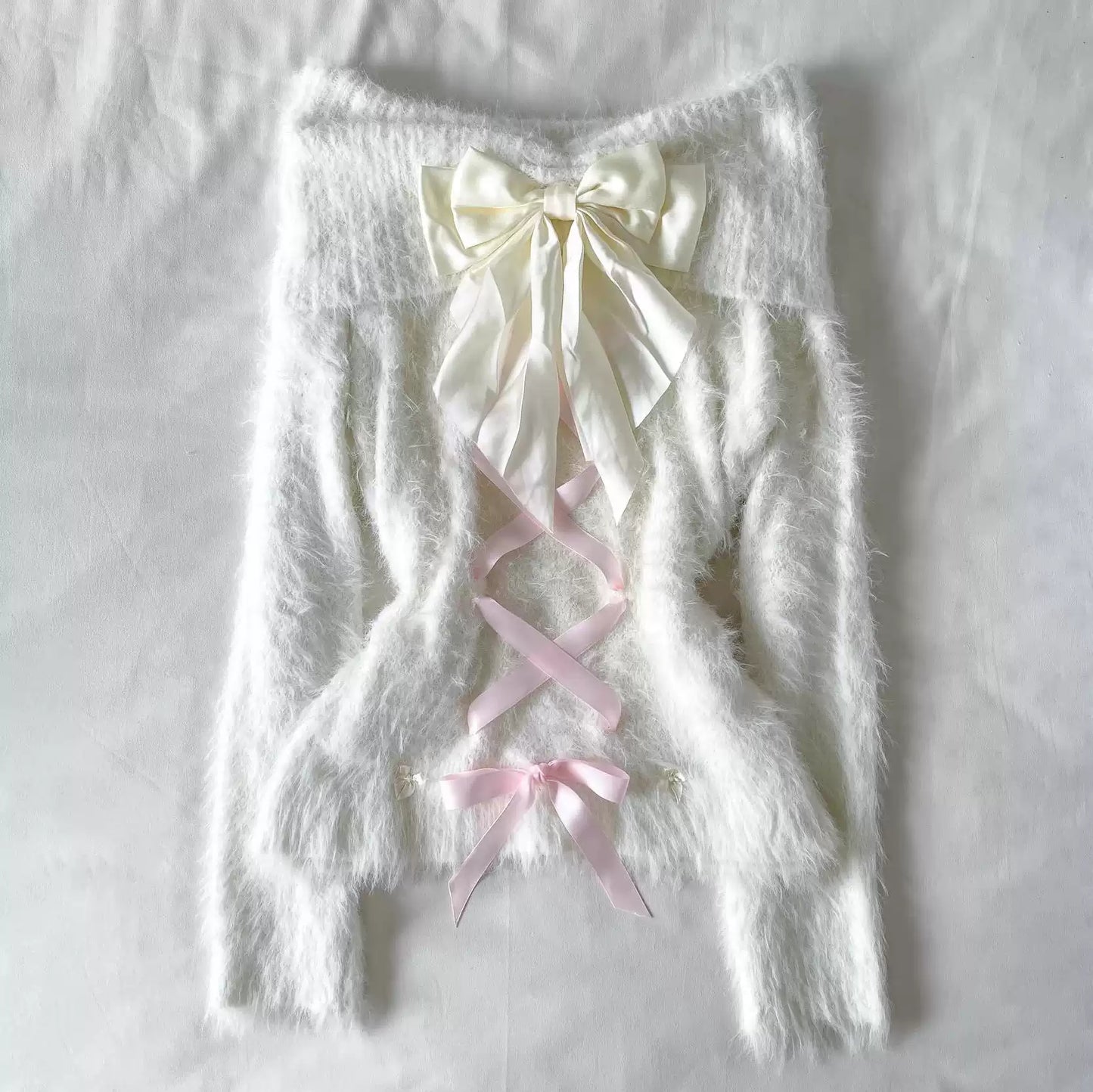 coquette white knitted sweater