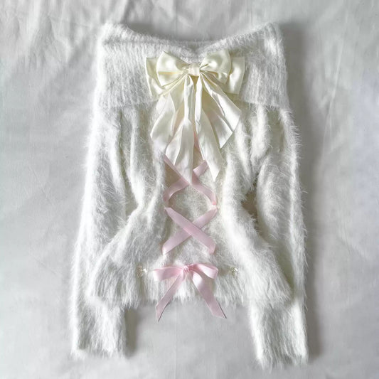 coquette white knitted sweater