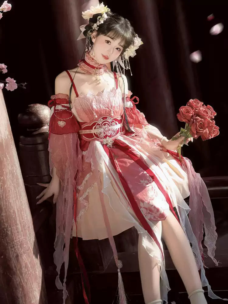 JSK embroidered girdle feather lolita dress