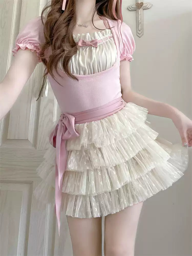 Ballet Straps T-shirt + Layered Cake Skirt