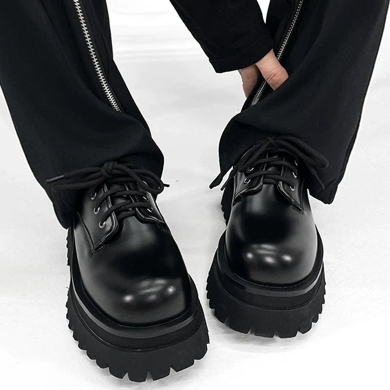 Thick-Soled Chunky Black Platform Derby Shoes