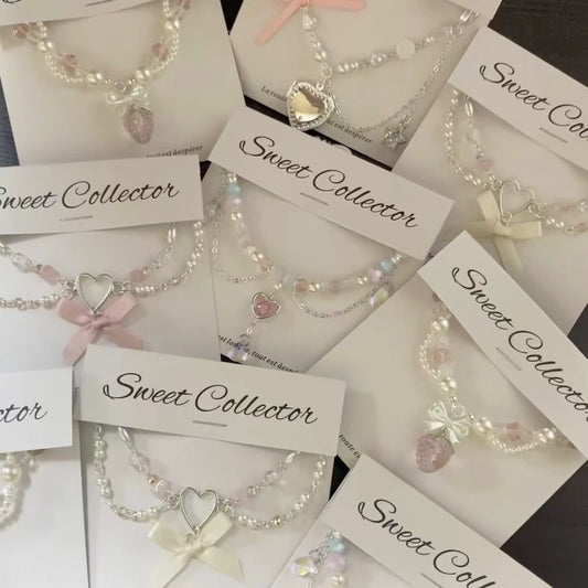 Coquette Pearl Bow Necklace | Sweet Heart Detail Choker for Women