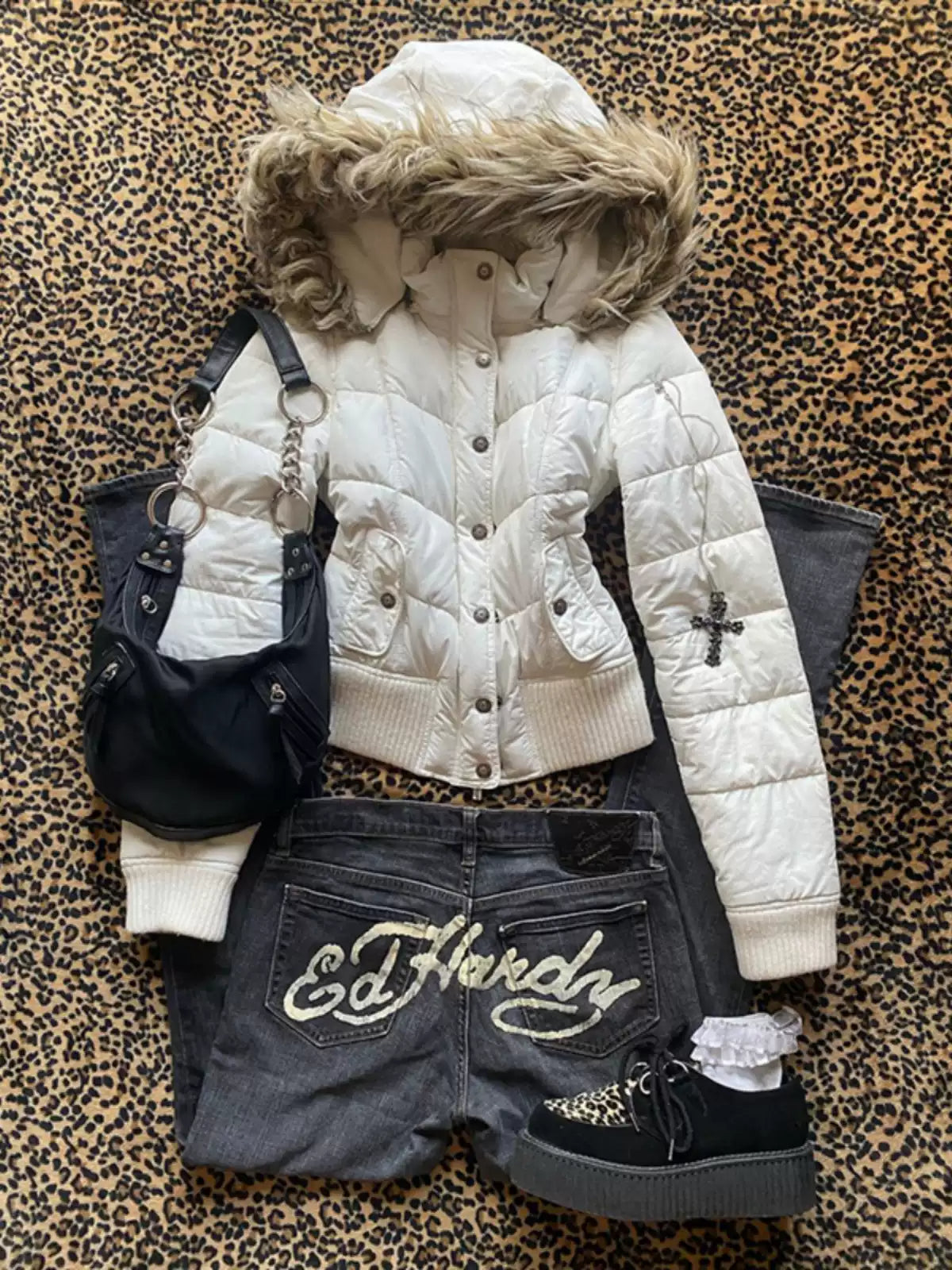 White hooded cotton coat