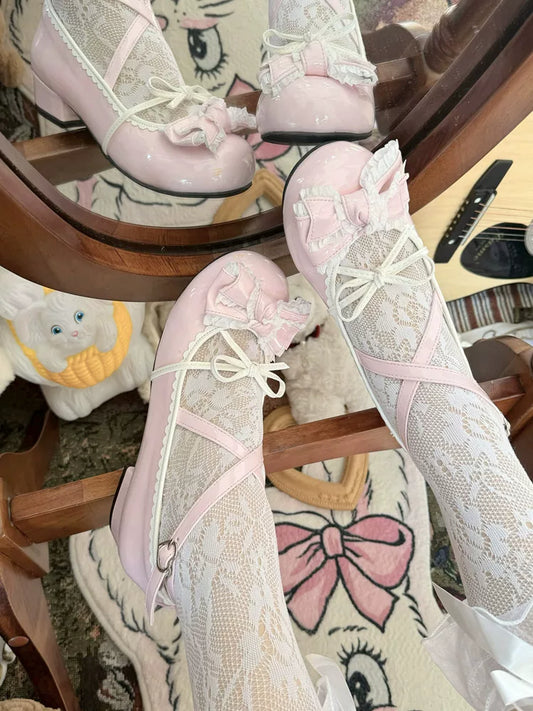 Lolita Low-Heel Round-Toe Cute Sweet Little Lolita Lace Shoes