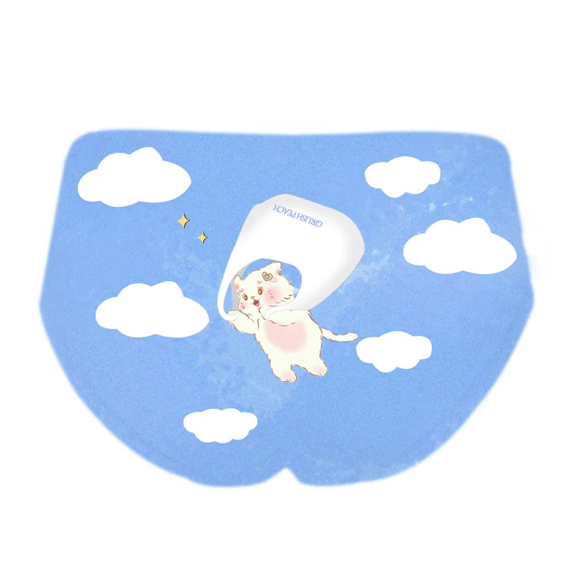 Original Sweet & Pure “Innocent Girl” Ice-Silk Underwear Cat Girl Seamless Full-Cover Thong with Elastic Cotton Gusset Japanese-Style Plus-Size Kawaii “Girly” Vibes