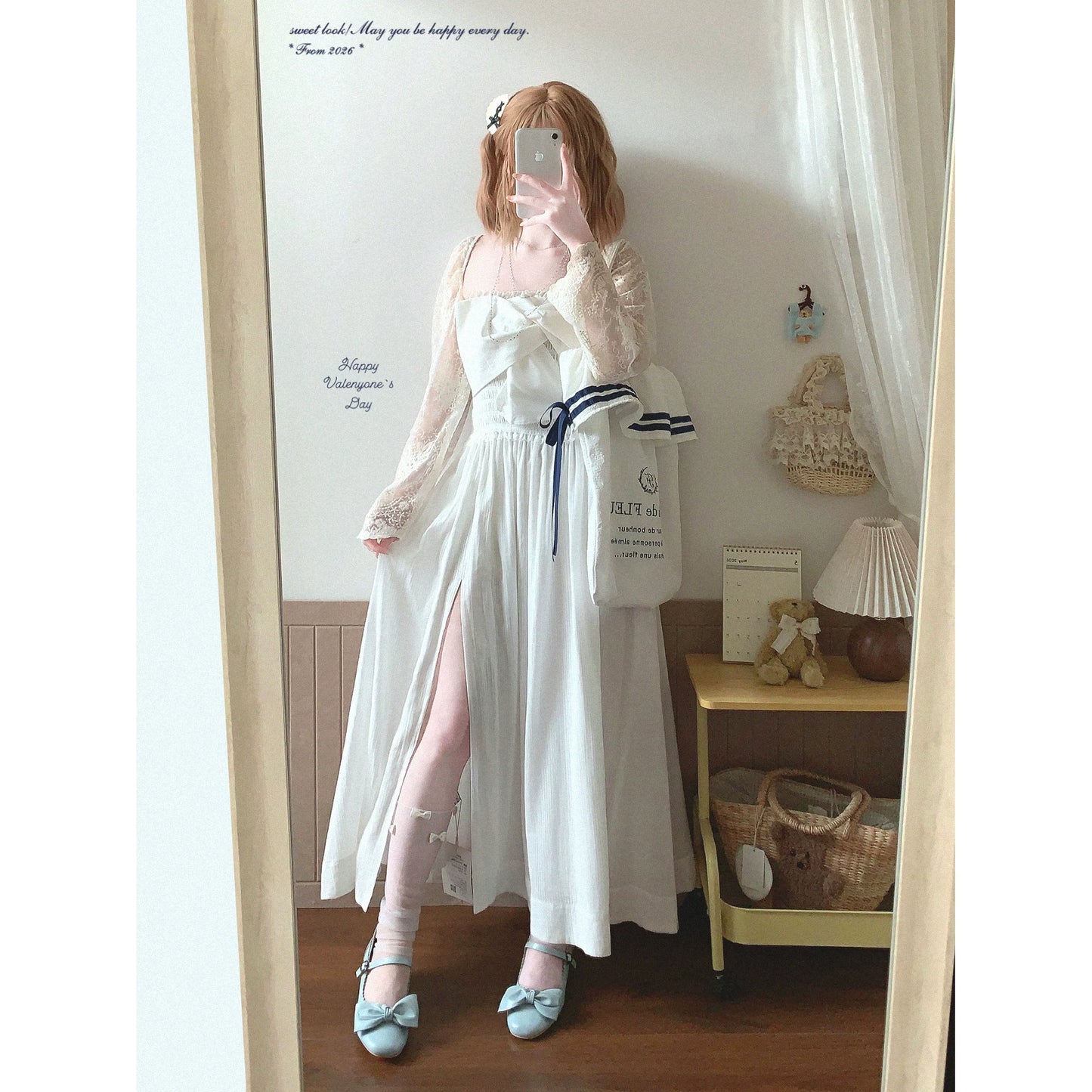 Last-Season Clearance yxt* Pure Desire French-Style Tie-Waist Pleated Bustier Midi Dress with Vertical Texture and Slit