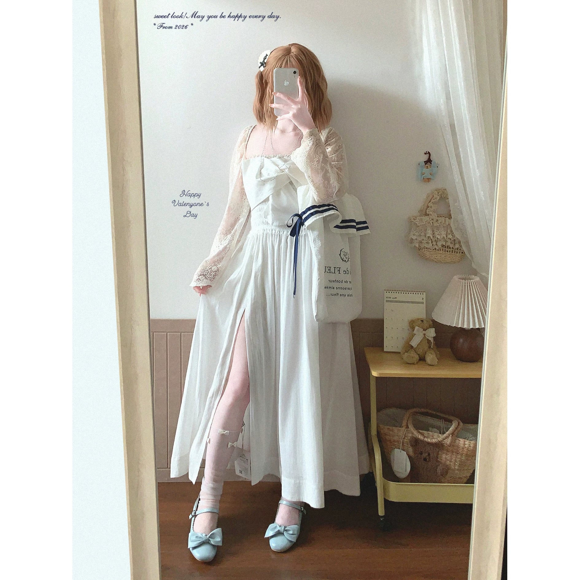 Last-Season Clearance yxt* Pure Desire French-Style Tie-Waist Pleated Bustier Midi Dress with Vertical Texture and Slit