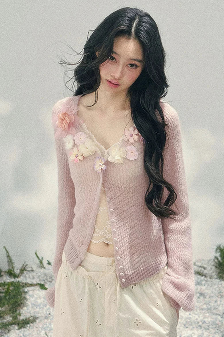 3D Floral Cardigan + Camisole