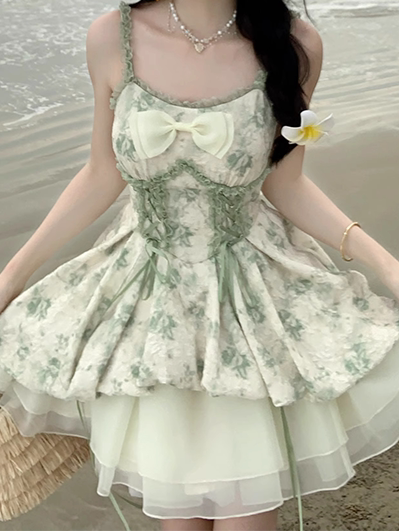 Bow Flower Bud Princess Corset Dress