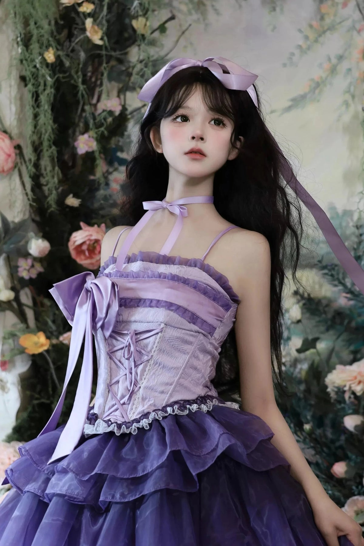 Lily Wisteria Elegant Top + Ruffle Skirt