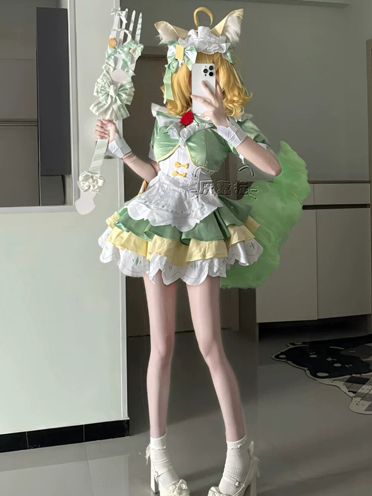 Wangzhe Glory Cosplay Costume – Daji Maid Coffee x Star Edition Matcha Sweetheart Cosplay Outfit for Women