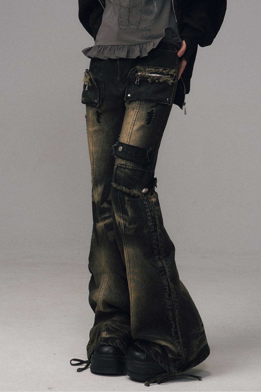 Punk Retro Flare Denim Pants