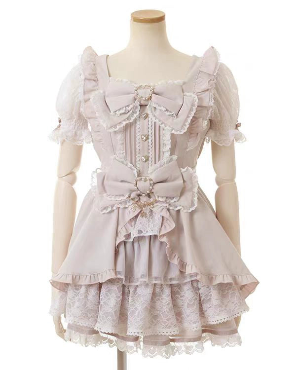 Retro Bow Lace Princess Dress