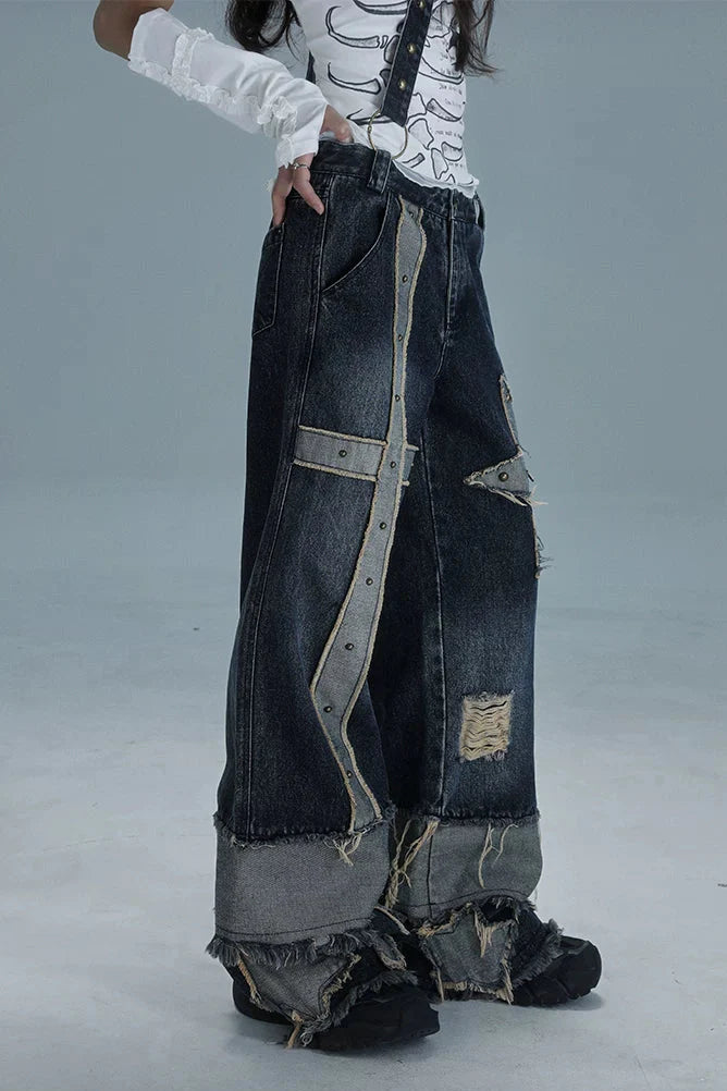 Y2K Design Wide Leg Denim Pants