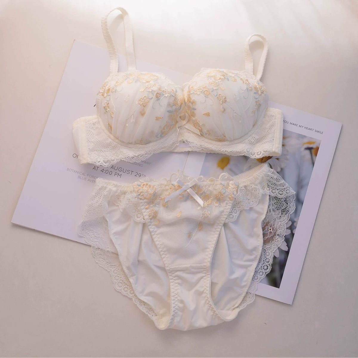 Embroidered Push Up Lingerie Set | Supportive Bra and Panty Set for Women