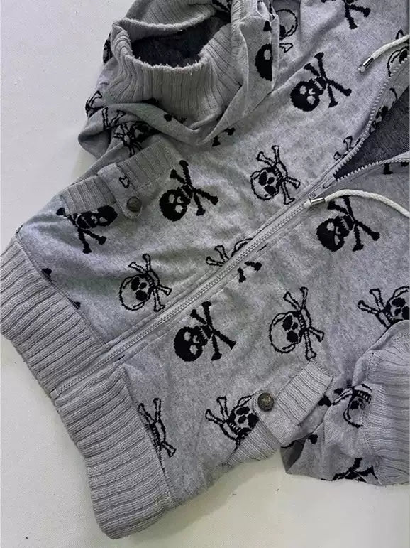 Gray skull hoodie sweatshirt jacket