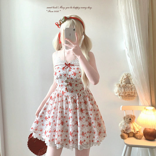 Last-Season Vintage Color-Block Ribbon Bow Lace Trim “Pure, Tender” Slip Dress*