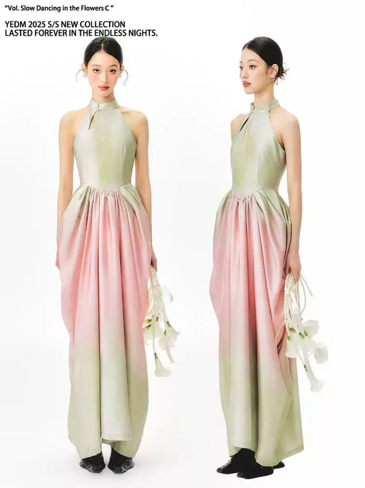 Chinese Style Green Gradient Bud Dress