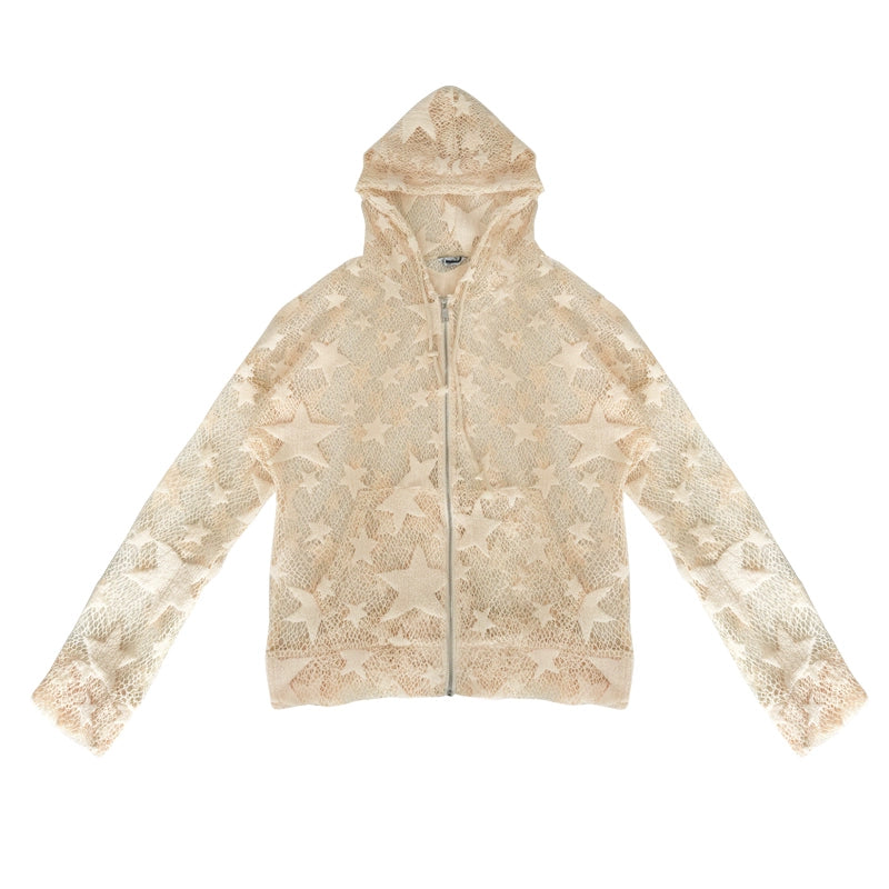Star Fragments mesh hollow cardigan