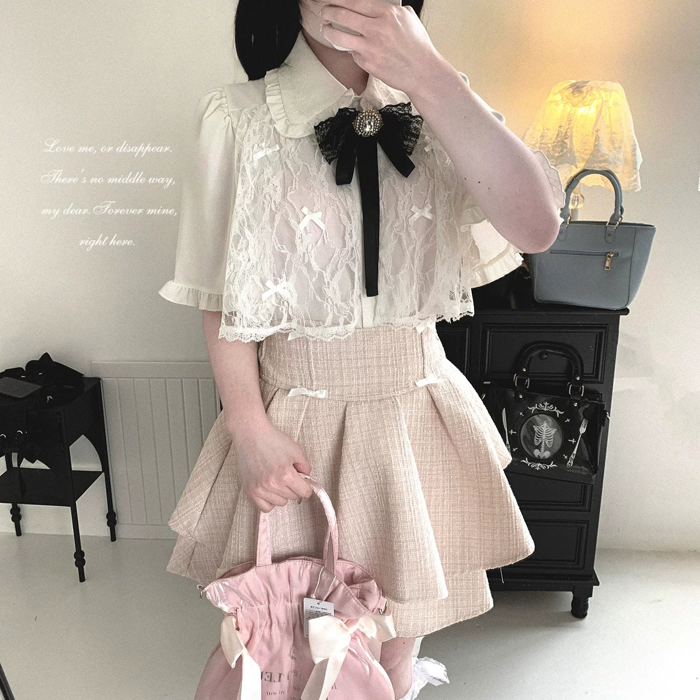 KittyBxllet Original “DREAM KNOT” Lace Peplum Short-Sleeve Blouse