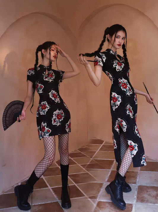 Torn Rose Cheongsam Dress