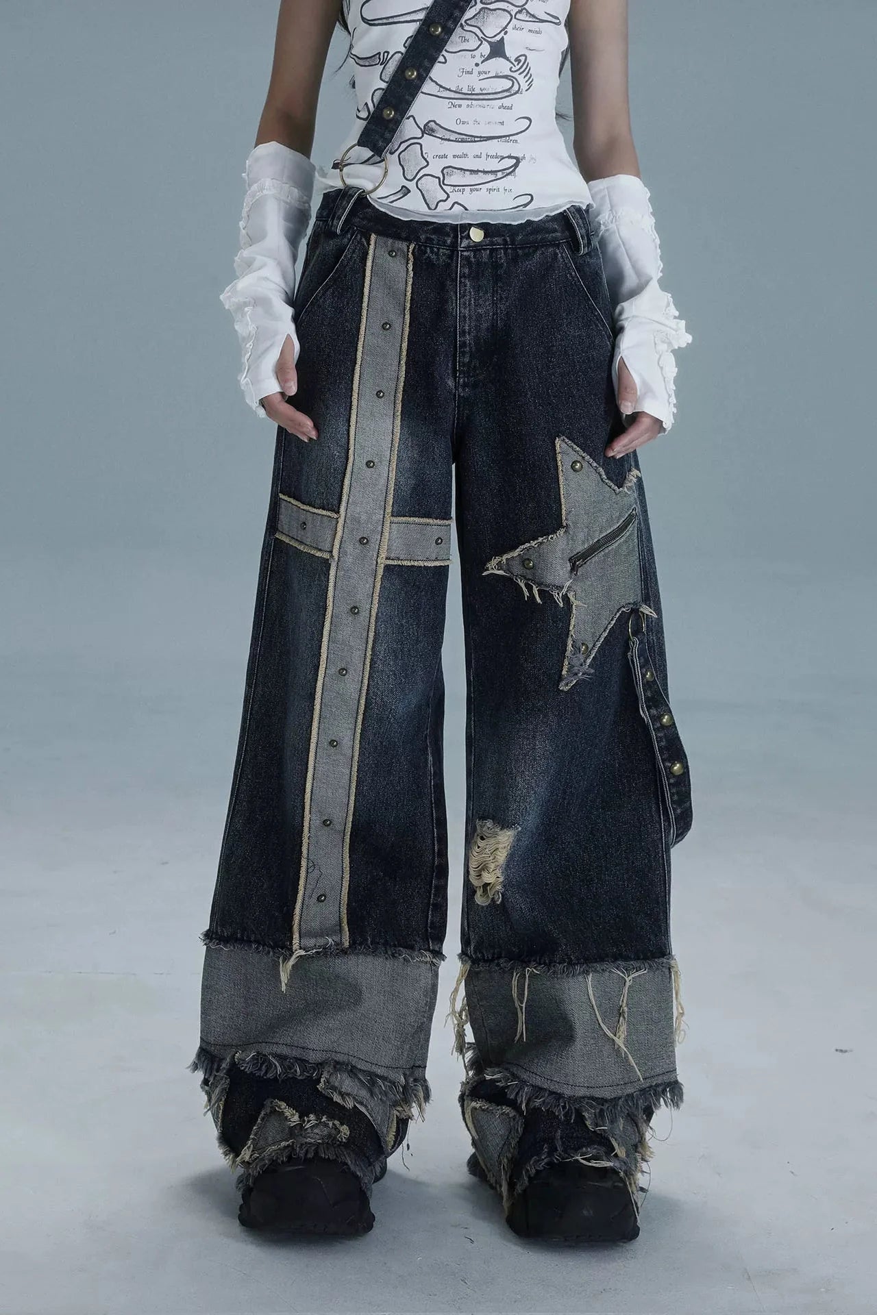 Y2K Design Wide Leg Denim Pants