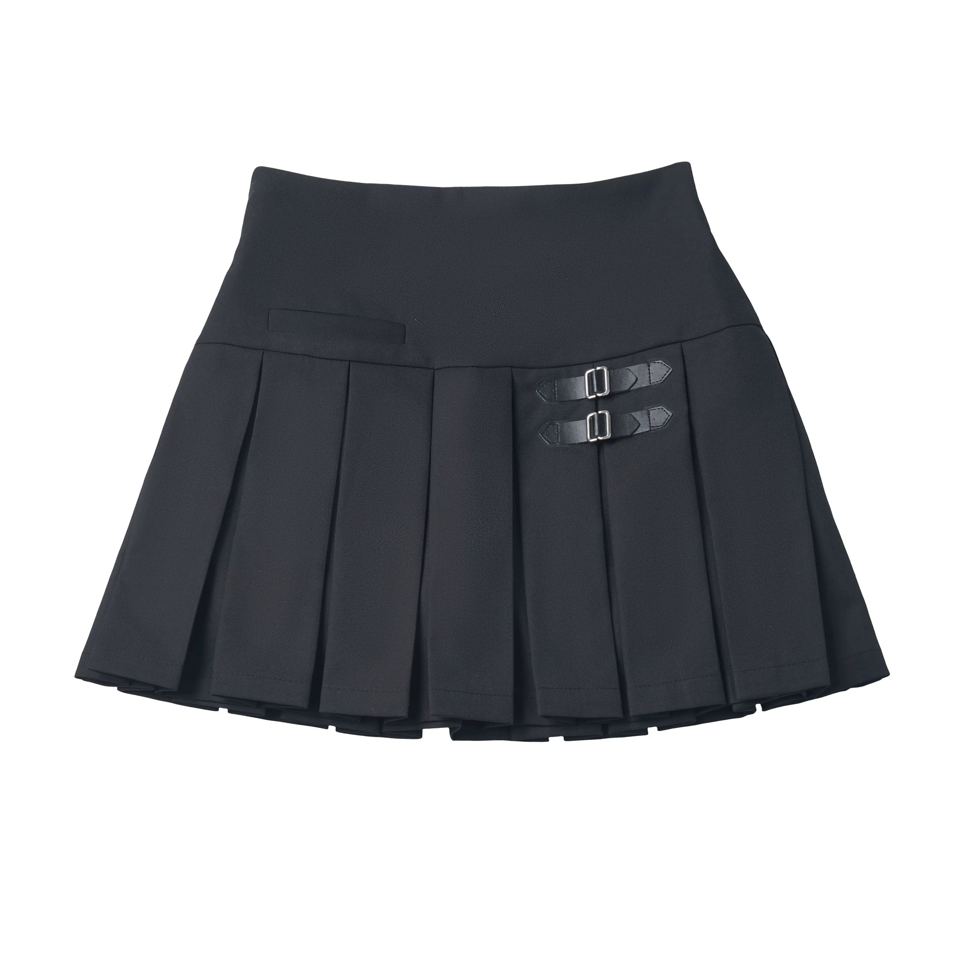 Ready Stock: “Gentle Rules” Off-Shoulder Ribbed Button-Trim Corset-Waist Shirt Top + Camisole Pleated Skirt (Slimming Look)