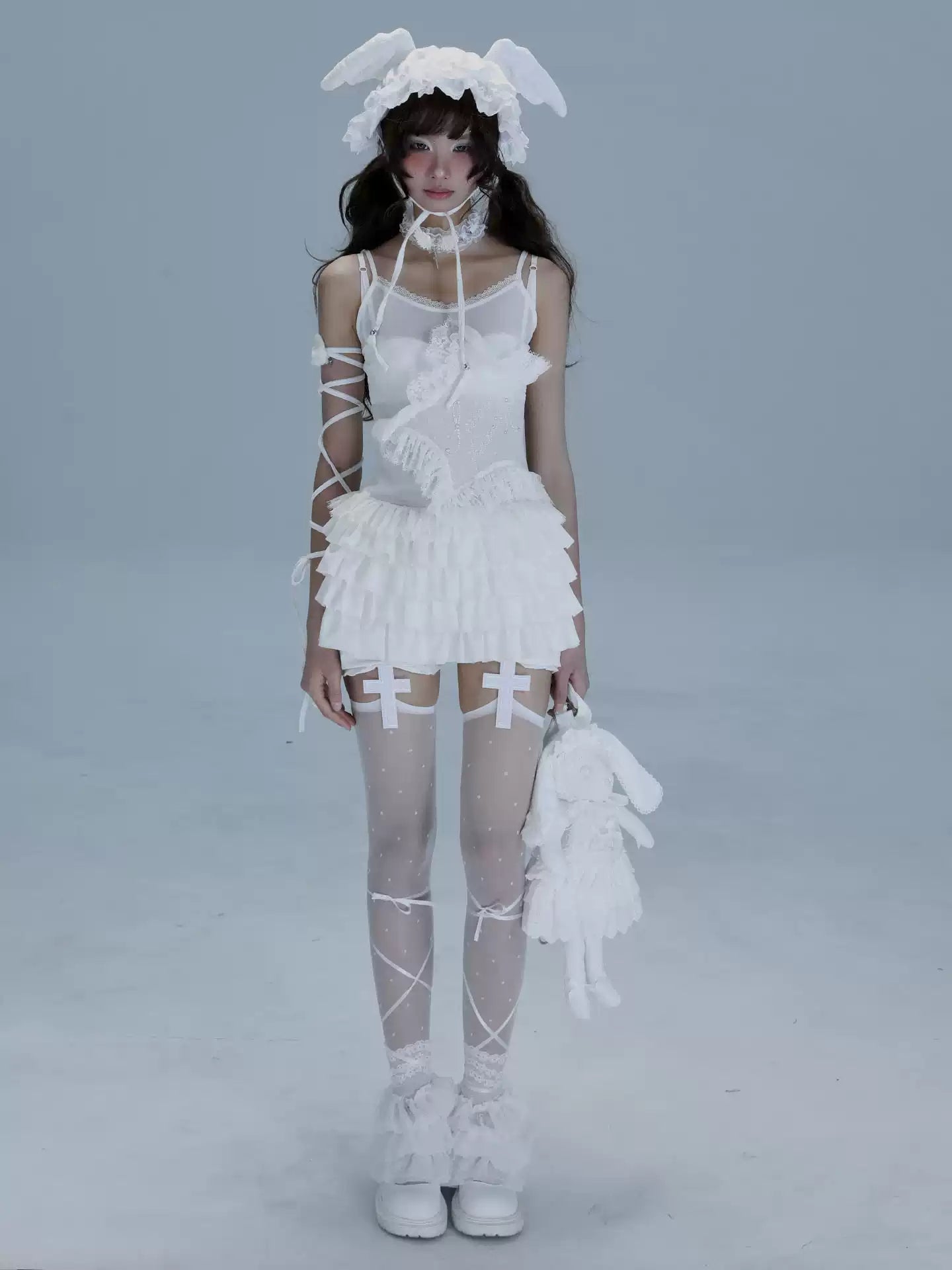 suspender ballet lace top