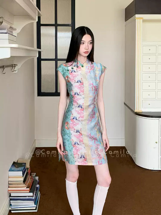 New Chinese Style Printed Cheongsam Dress