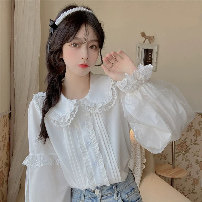 Sweet Lolita Shirt White Doll Collar Shirt