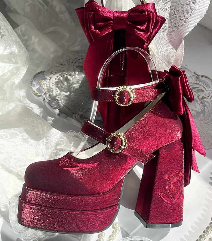 Coquette Bow Satin Platform Mary Jane Shoes