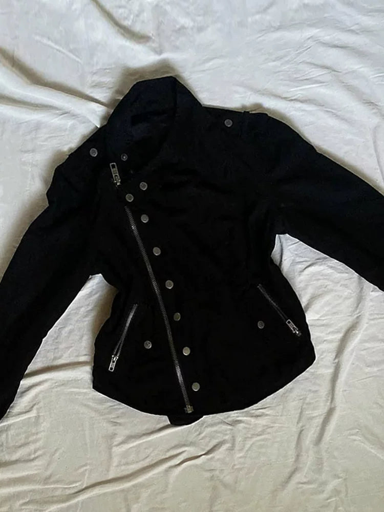 Gothic Rose Original Vintage American-Style Black Slim-Fit Jacket for Women, New Early Autumn Collection