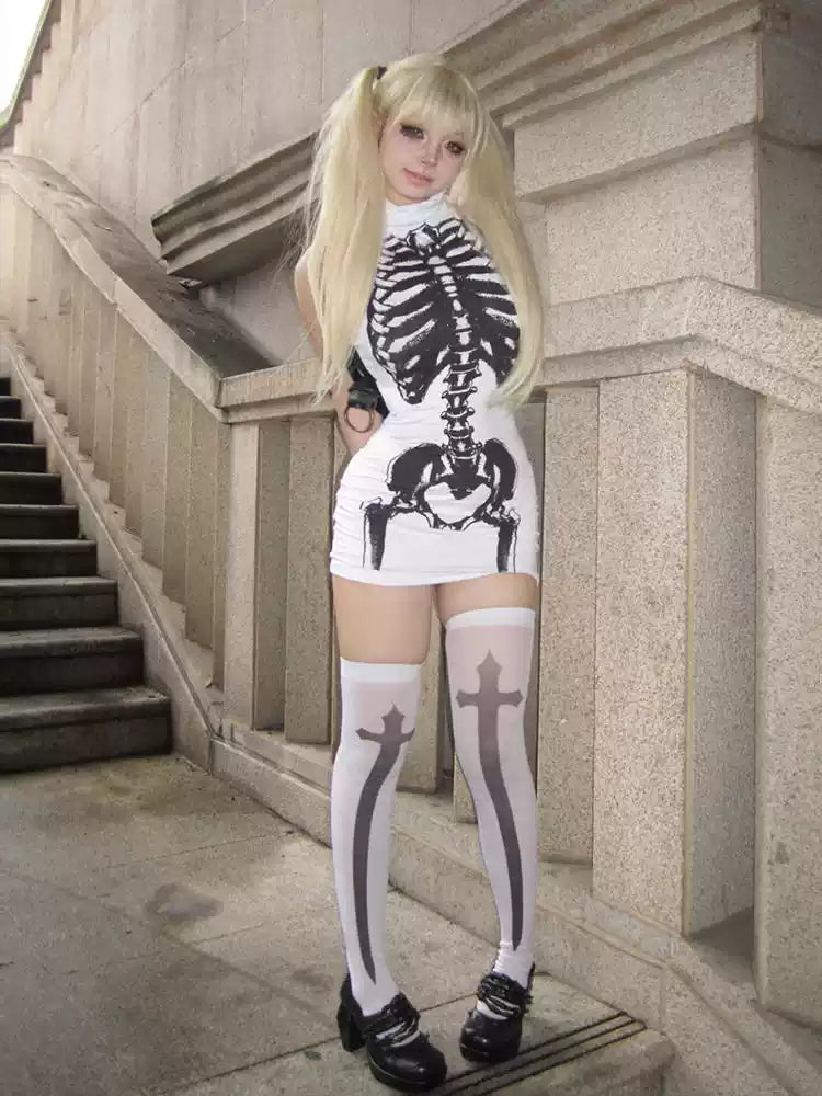 Goth Baddie Printed Hip-hugging Dress