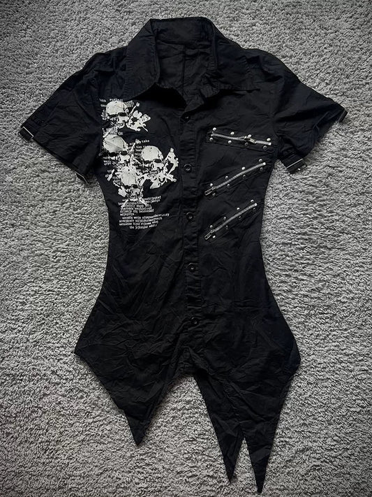 Black Shirt for Women—Retro, Small-Label Design, Summer Elegant & Flattering Fit