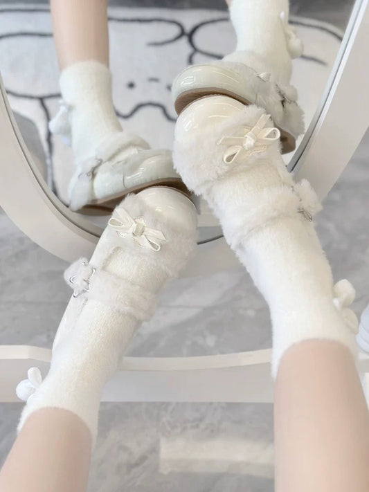 Little Hearts Original L0Lita Shoes Winter Fuzzy Loafer Sneakers for Women—Warm Flat Cotton Shoes, Plush Lined and Cute for Outdoor Wear