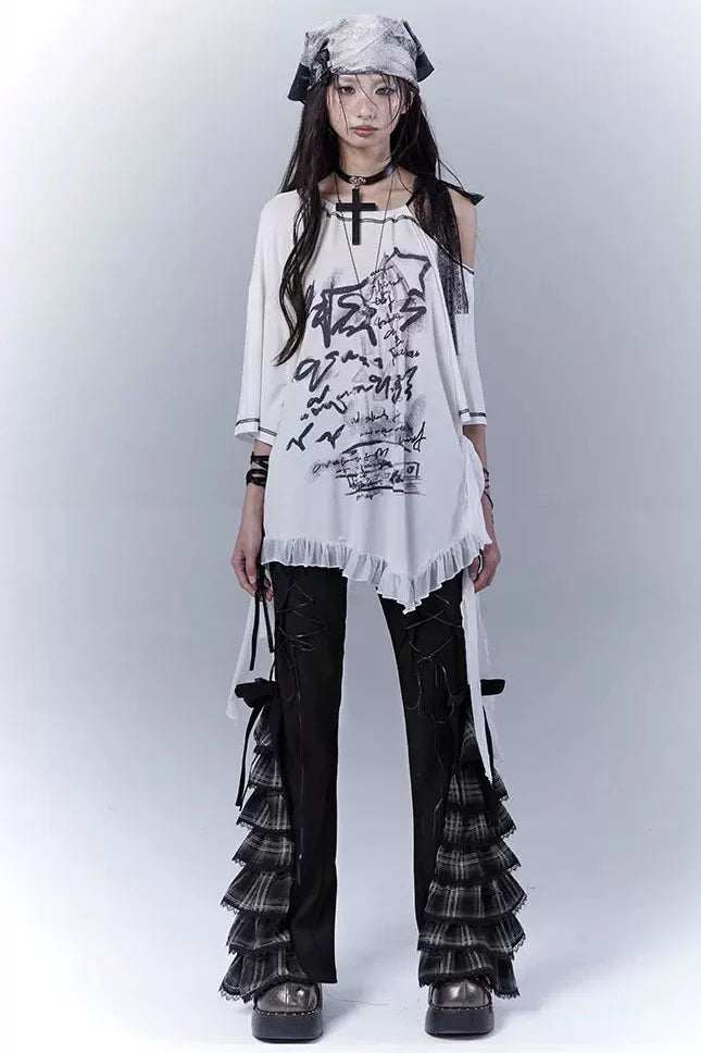 Check Lace Slimming Pants