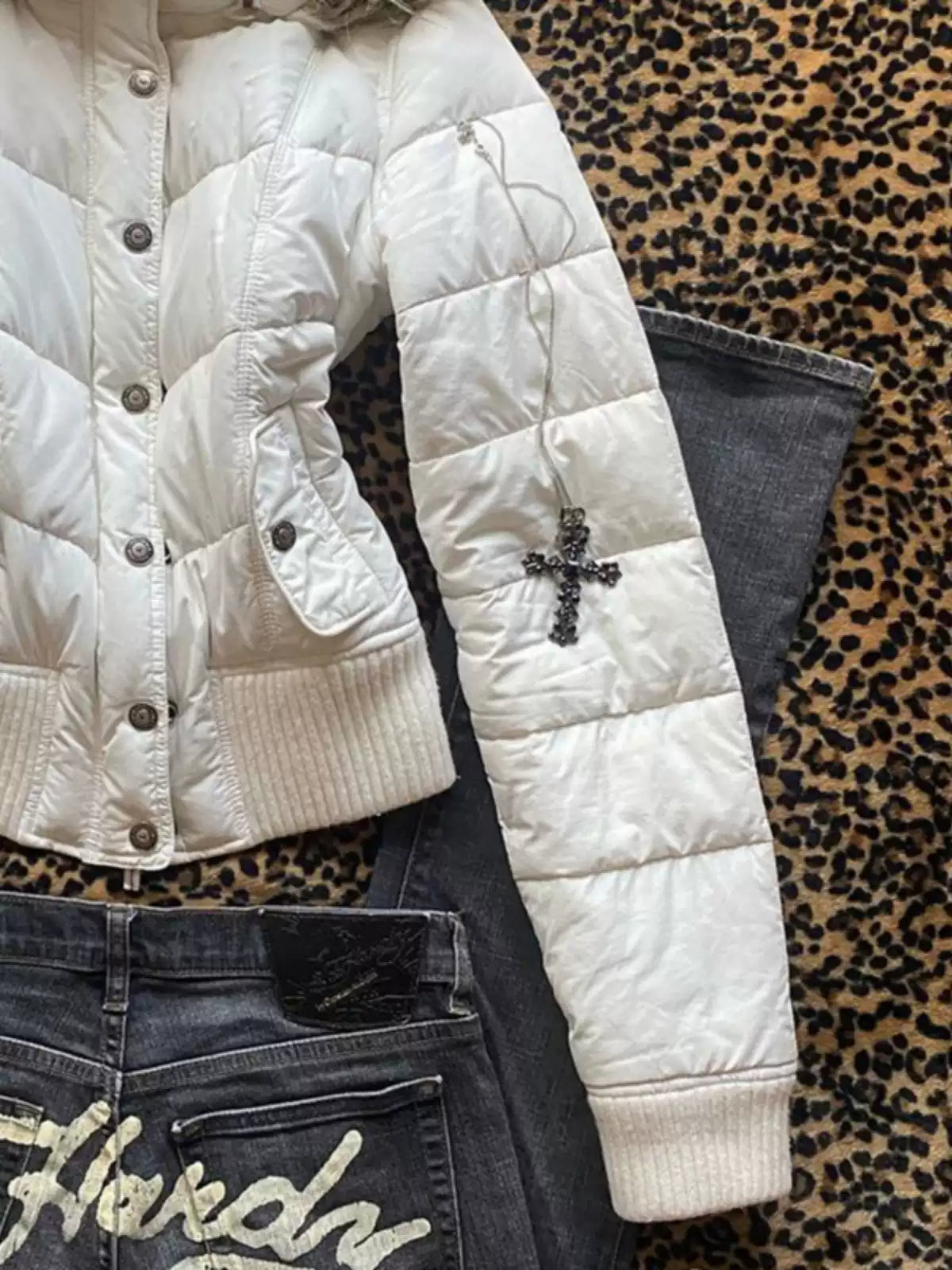 White hooded cotton coat