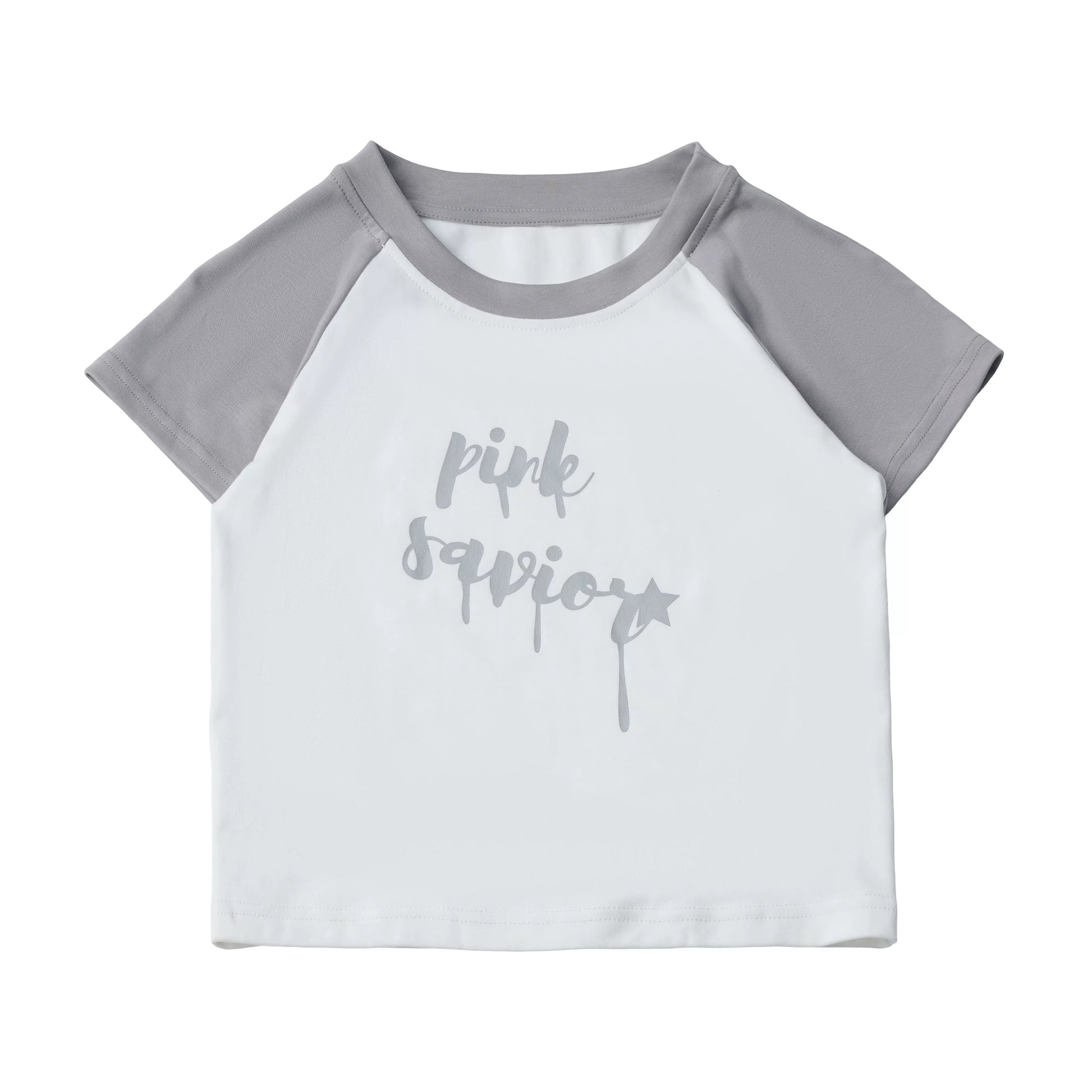 Pinksavior【Cool Glacier】White-and-Gray Contrast Summer Lightweight Jacket & Pants Set with Short Sleeves—Age-Reducing