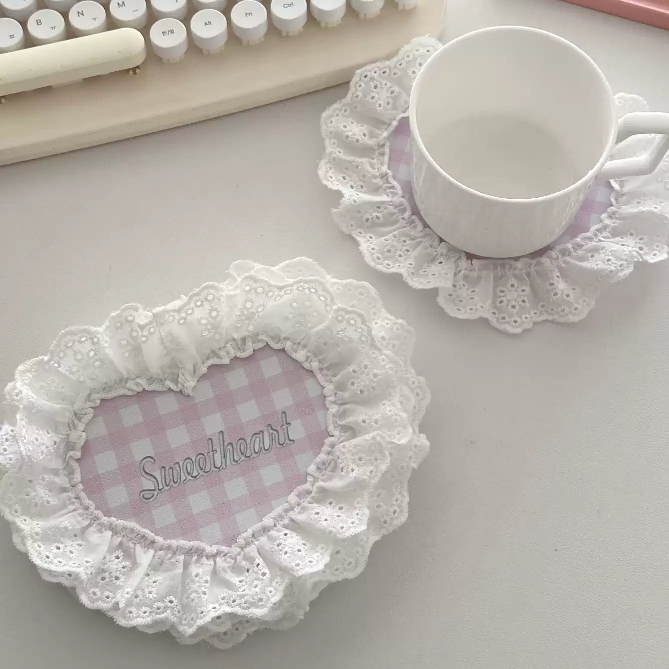 Ins plaid lace coaster