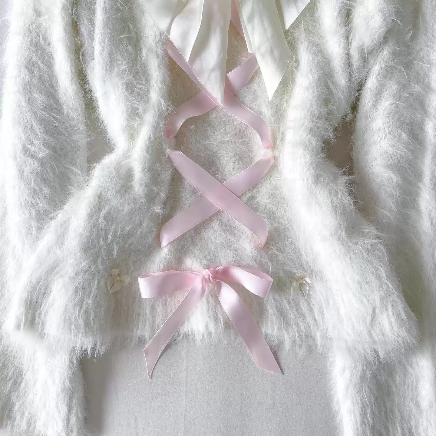 coquette white knitted sweater