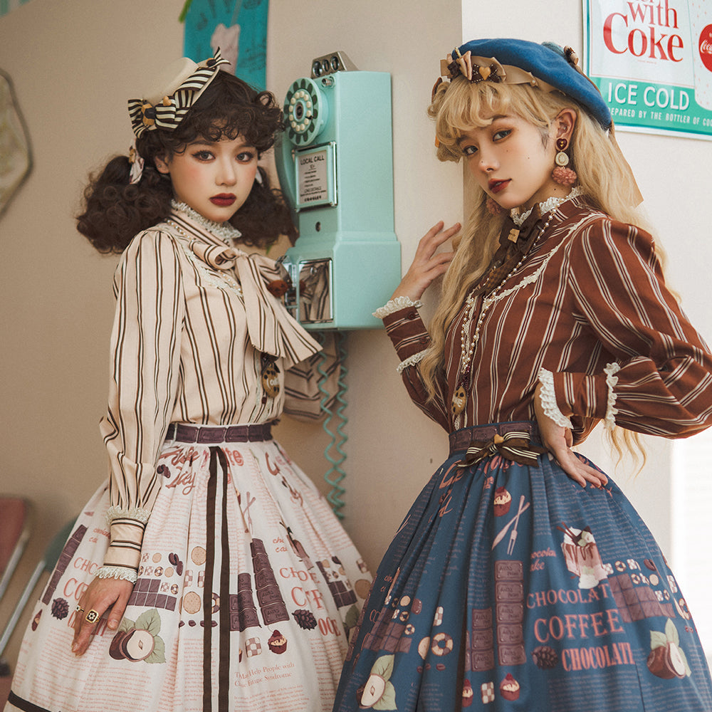 Chocolate Daily Light Sweet Stripe Lolita Blouse