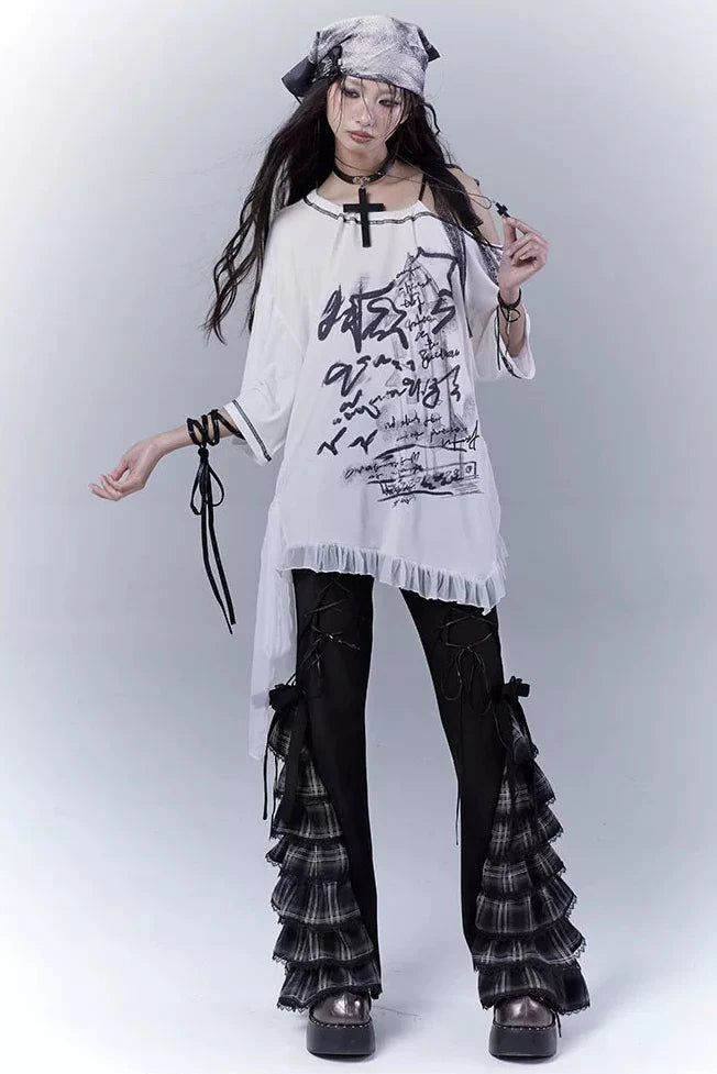 Check Lace Slimming Pants
